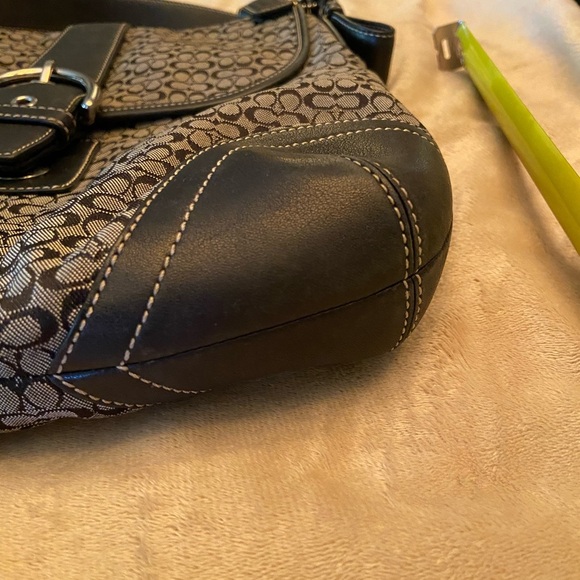 COACH Signature Black Canvas Leather Trim Duffle Bag 6376 - Picture 3 of 11